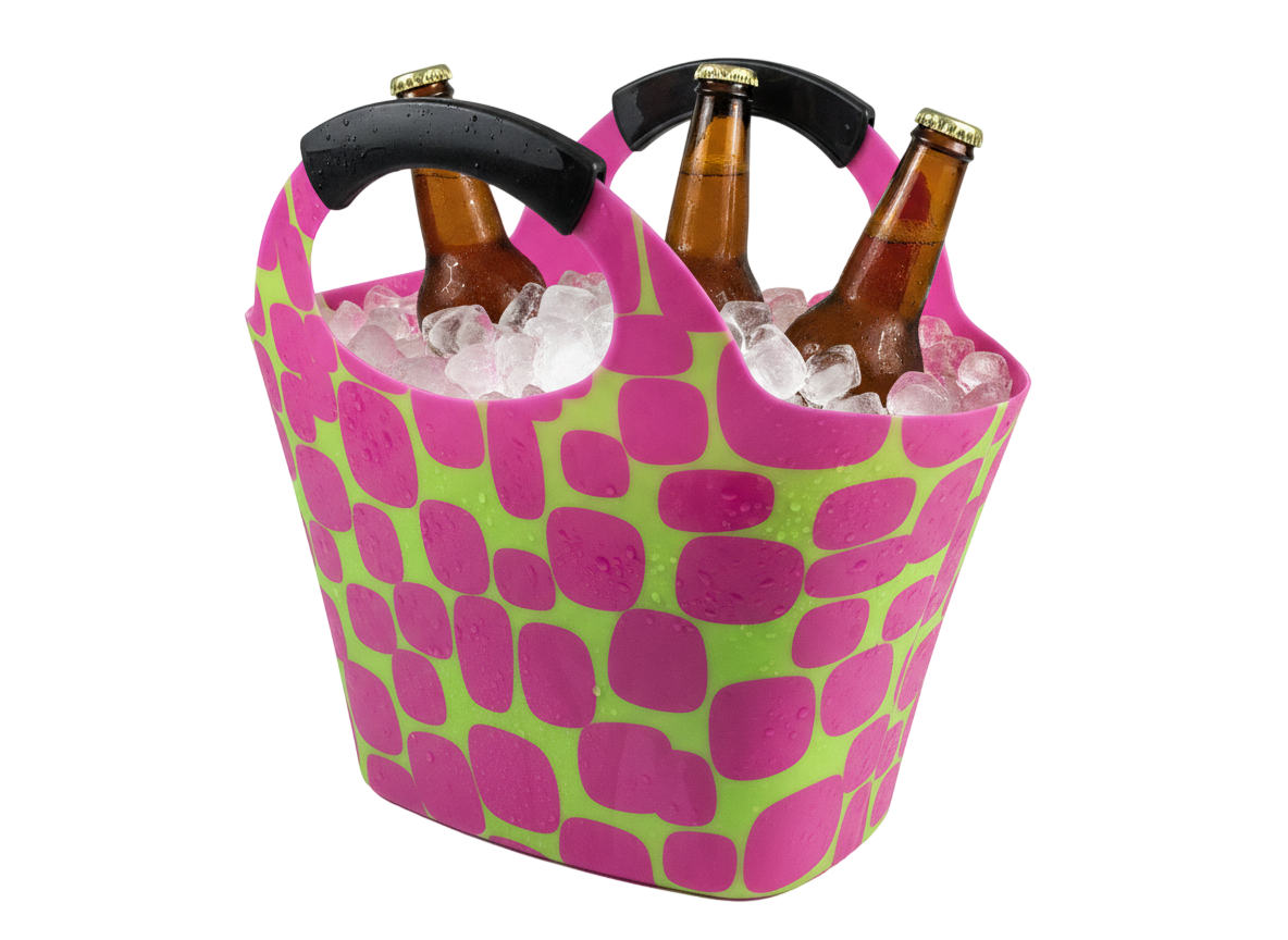 Balde Bag2Go personalizado cheio de gelo e bebidas