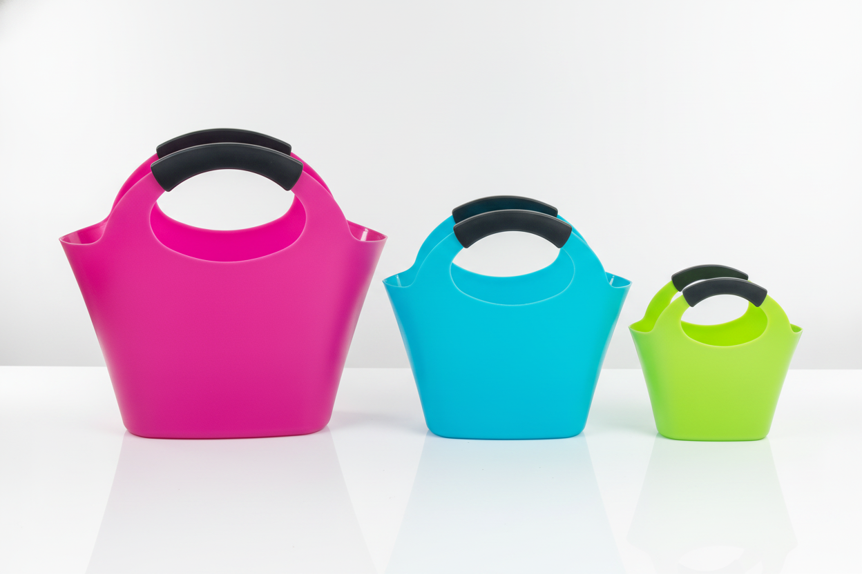 Os três tamanhos de balde Bag2Go lado a lado